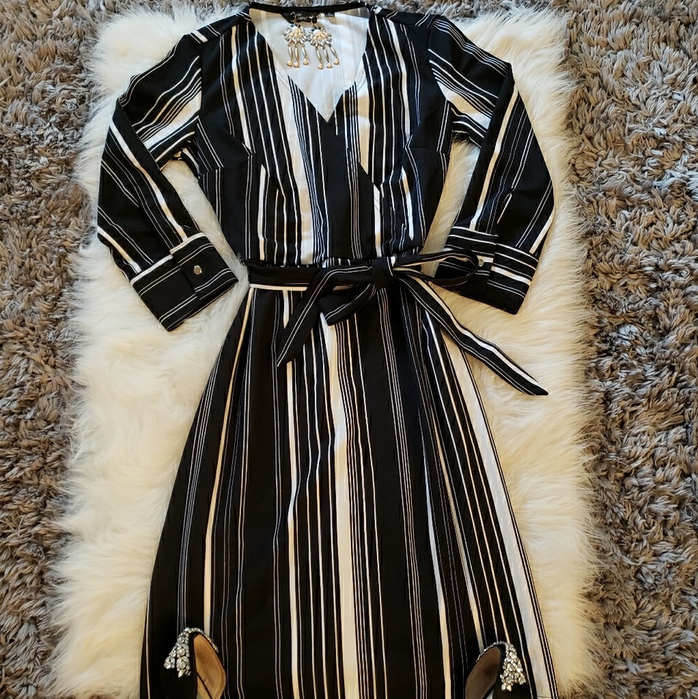 NWT Black and White Wrap Dress
